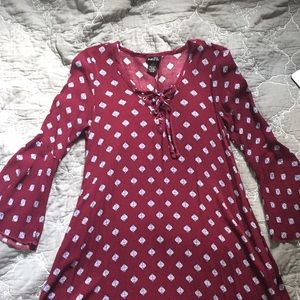 Bell Sleeved Casual Dress Purple Maroon